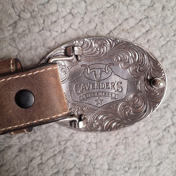 Cavenders Belt Womens 26 Brown Leather Western Concho Braided Cowgirl Rodeo - Picture 5 of 7